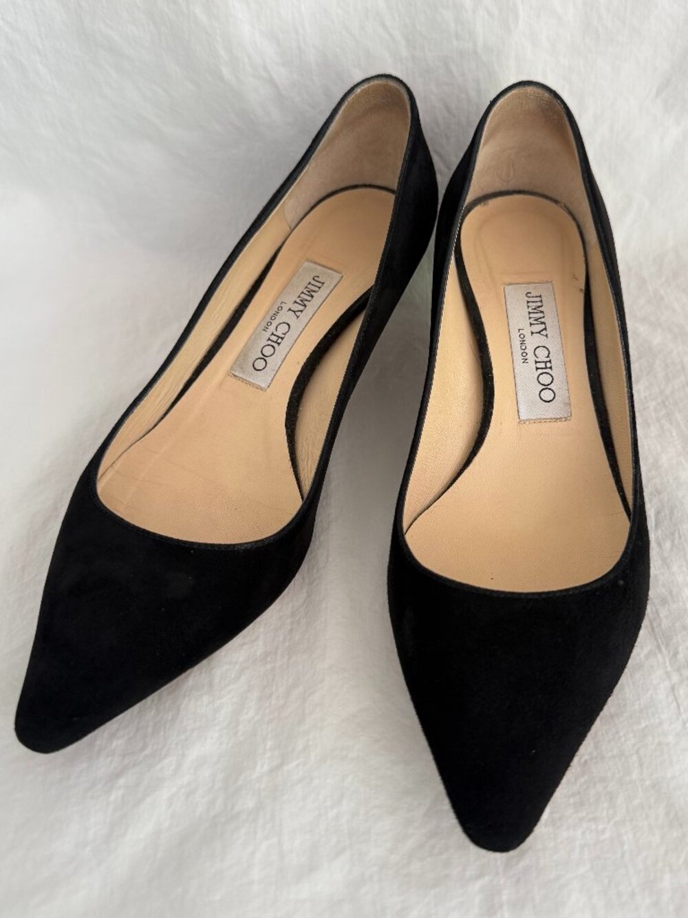 Jimmy Choo Amelia Suede Kitten-Heel Pumps, US size 6, black